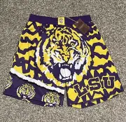 Mitchell & Ness LSU Tigers Purple Yellow Jumbotron Basketball Shorts Men’s L New