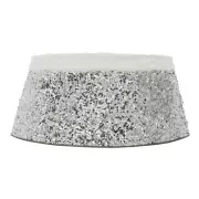 27" Christmas Tree Collar Silver Sequins & Faux Fur by Ashland 10.4" Tall