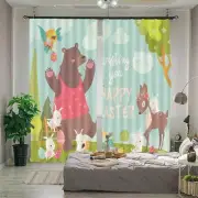 Bear And Deer Games 3D Blockout Photo Print Curtain Fabric Curtains Window