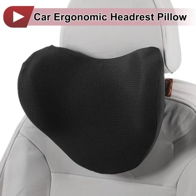 Car Headrest Pillow Polyester, Memory Foam Black 1 Pcs for Driving Travel