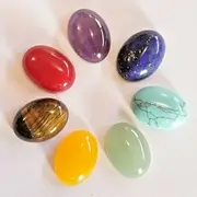 7 Chakra Crystals Polished Tumbled Bead Gemstone Stone Set Healing Reiki 18x13mm