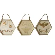Bumble Bee Wooden Hex Sign 5.5" x 6" Room Decoration Craft Project Set of 3 New