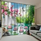 Pink Water lily White Swan Tree Printing 3D Blockout Curtains Fabric Window