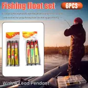 6xFishing Floats Bobber Set Hook Kits Water Drop and Straight Column for Fishing