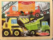 Melissa & Doug Wooden Jigsaw 12 Piece Puzzle/Construction Vehicles