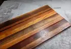 Handcrafted Hardwood Cutting Board Walnut Padauk Canary Wood and Cherry 8x14
