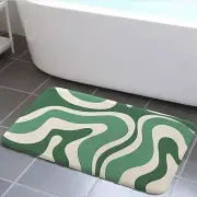 Bath Mat Bathroom Rugs, Cute Boho Bath Rug Abstract Minimalist Bathroom Green