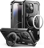 [Dexnor] for iPhone 14 Pro Case Compatible for MagSafe[Built in Screen Protector and Kickstand]，Heavy Duty Military Grade Protection Shockproof Protective Cover for iPhone 14 Pro - Black