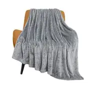 Fleece Blanket Super Soft Cozy Throw Blanket 50" x Throw-50" x 60" Light Grey