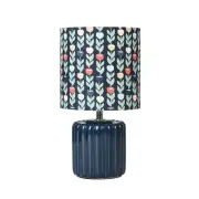 Safia Ceramic Base Fabric Share Desk Table Light Lamp Blue