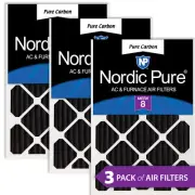16x16x2 Pure Carbon Pleated Odor Reduction Merv 8 Furnace Filters 3 Pack
