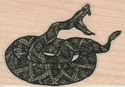 Striking Rattler 1 1/2 x 2" Rubber Stamp, Snake Stamp