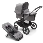 Bugaboo Fox 5 bassinet and seat pram Grey mélange sun canopy, grey mélange fabrics, graphite chassis