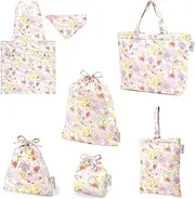 COLORFUL CANDY STYLE Laura Ashley NT904300 School Entrance School Entrance 6-Piece Set, Lesson Bag, Quilting (Gusset), Shoe Case, Drawstring Gymnastics Clothes, Lunch Bag, Cup Bag, Small Items, Back