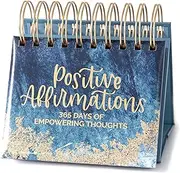 bloom daily planners Undated Perpetual Desk Easel/Inspirational Standing Flip Calendar - Page a Day - (5.25" x 5.5") - Positive Daily Affirmations