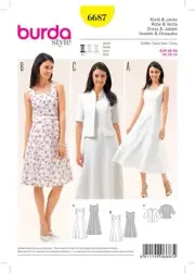 BURDA SEWING PATTERN 6687 MISSES 10-24 EASY FLARED PRINCESS SEAM DRESS & JACKET