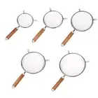 Stainless Steel Double Mesh Strainer Colander Sieve Sifter Wooden Handle