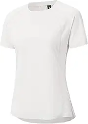 [BGOWATU] Women's Workout Short Sleeve Running Shirts Active Wear Tops Quick Dry Lightweight Training Rash Guard Tops, White, Medium