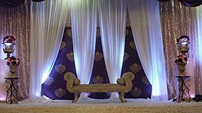 115" x 216" WHITE Chiffon Curtains Drapes Panel for Event Decor Backdrop Draping