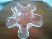Vintage Muurla Finland Scandinavian Handkerchief Clear Glass Ruffle Art Vase