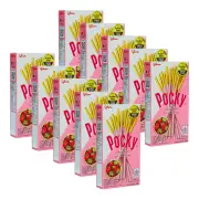 10pk Glico Edible Pocky Straberry Flavoured Biscuit Share Pack Snack Sticks