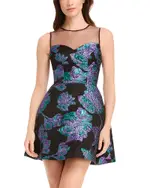 Dress the Population Kerra Metallic Floral Mini Dress