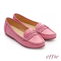 在飛比找momo購物網優惠-【effie】縫線包仔鞋 真皮點點奈米樂福平底鞋(粉紅)