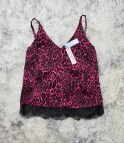 NWT BLACK LABEL BY CHICO'S SLEEVELESS CAMI TOP LEOPARD PRINT WITH LACE Sz XS