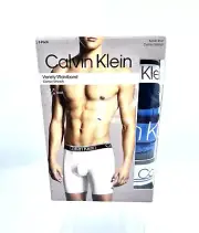 Calvin Klein Boxer Brief Size Large (3 Pack) Cotton Stretch Black, Gray, & Blue