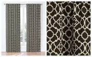 1 Waverly Curtain Panel Lovely Lattice Onyx Black Panel Tie Back Rod 52 x 63 NEW