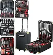 1375PCS Household Repair Tool Set - Portable Hand Tool Box Trolly Case on Wheels, Professional Mechanics Kit With Multi-Functional Wrench Hammer, DIY Repair Tools, Black