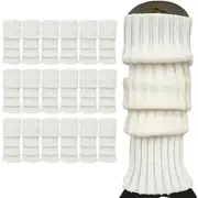 24x Womens Leg Warmers Disco Winter Knit Dance Party Crochet Legging Socks Costume - White