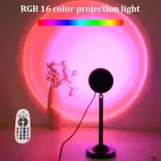 USB Sunset Projection Light, Remote Control 16 Colors, 180 ° Rotation Decoration