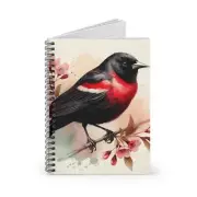 Spiral Notebook Ruled Line Red Winged Blackbird in Watercolor Style Design 3
