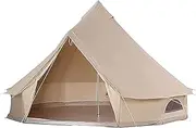 Tents Outdoor Bell Tents Large Canvas Glamping Yurt Teepee Tents with Zipped Groundsheet and Chimney for Family Camping Hiking Hunting Party Shelter, 3/4/5/6m