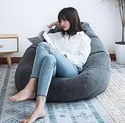 LoKori Soft Bean Bag Chair Cover Only for Adults,Machine Washable Single Beanbag Chair Cover (No Filler),Corduroy Lazy Sofa Seating Cover for Bedroom,C,100 * 120cm