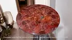 Red Onyx Agate Stone Coffee Table Round Cafeteria Modern Arts Handmade Furniture