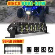 Dual Row 8inch LED Work Light Bar Spot Flood For Polaris Ranger Can-Am UTV ATV