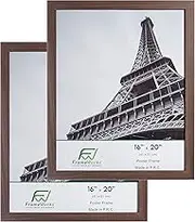 FrameWorks 16”x20” Wooden Poster Frame, Classic Dark Oak Matte Edged Frames w/Shatterproof Acrylic Glass, Photos, Posters, Prints, Wall Decor – Home, Office, Gallery Display - Dark Oak - 2 Pack