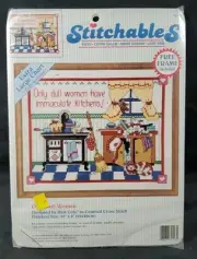 1993 Dimensions Only Dull Women Have Immaculate Kitchens 10x 8 Stitchables New