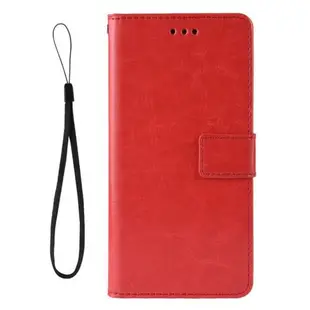 適用Redmi Note11E手機殼 紅米10 5G瘋馬紋插卡掛繩純色翻蓋皮套