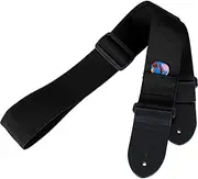 Protec Guitar Strap Nylon with Pick Pocket and Leather Ends, Black