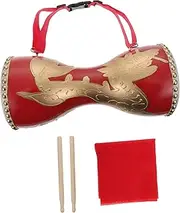 Parliky 1 Set Auspicious Cowhide Waist Drum Durable Hand Drum for Performances Portable Percussion Instrument for Traditional Chinese Cultural Events
