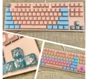Pink, Blue & Resin Mechanical Gaming Keyboard RGB Rainbow Backlit Waterproof NEW