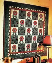 MOUNTAIN FLOWER --- APPLIQUE NINE PATCH ROTARY CUT VINTAGE QUILT PATTERN