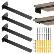 4 Pcs Shelf Brackets, 12" Long 3/16" Thick Brackets with 100 Lbs, Matte Black