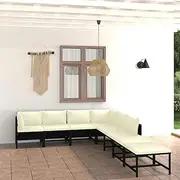8 Piece Garden Lounge Set with Cushions Poly Rattan Black,Outdoor Furniture Sets-3059793