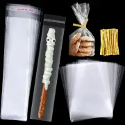 200 Pcs Pretzel Bags - Clear Cellophane with Ties for Cookies, Pretzel Rods, Bir