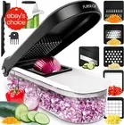 Vegetable Chopper Slicer Cutter Onion Dicer with Container 6 Inserts Gray.