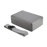Yoga Block and 6 foot 183cm long Cotton Strap D-ring Non-Slip NEW Fitness Grey
